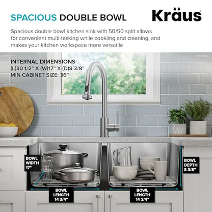 Fairlane 33 inch Undermount Double Bowl 18