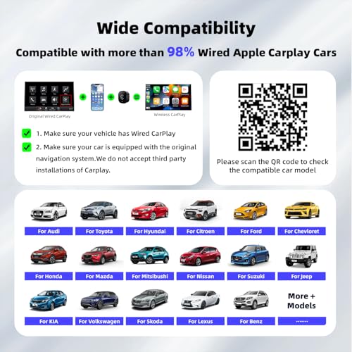 2026 Upgarded】Wireless CarPlay Adapter for iPhone