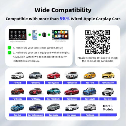 2026 Upgarded】Wireless CarPlay Adapter for iPhone