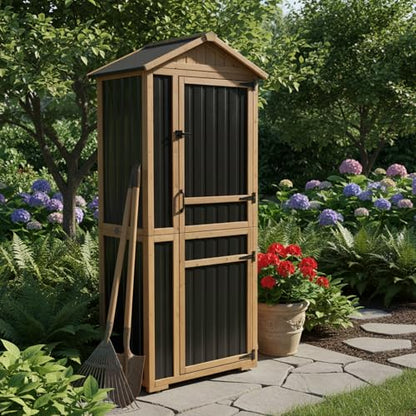 Large Outdoor Storage Cabinet with 4 Shelves