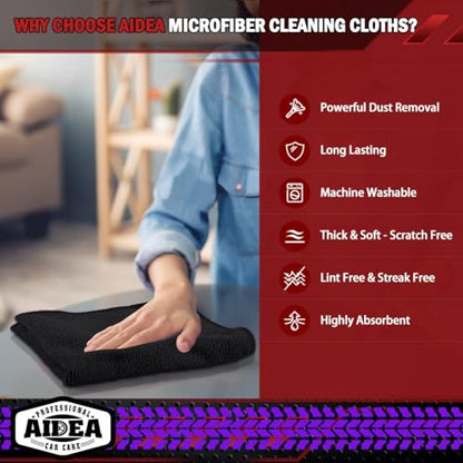 Microfiber Cleaning Cloth Black (600 Count)