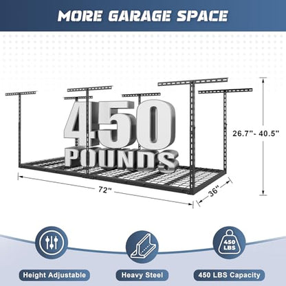 3X6FT Overhead Garage Storage Rack 450LBS Capacity