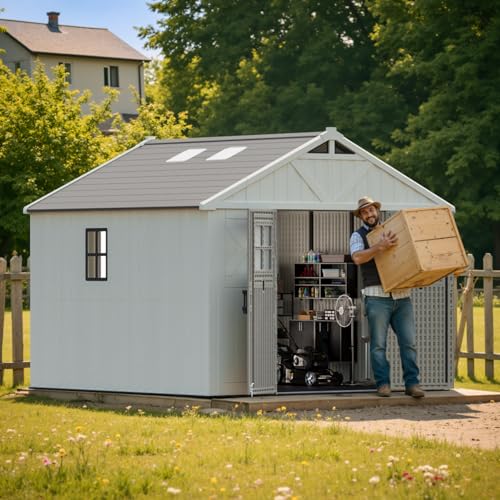 10x10 FT Resin Outdoor Storage Shed with Floor