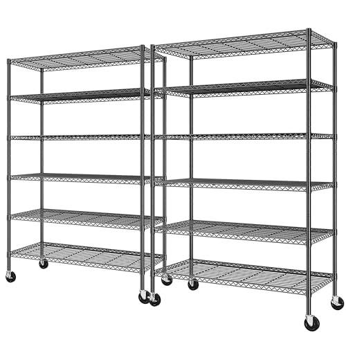 Heavy Duty 6 Tier Rolling Storage Shelves with Wheels (2 Count)