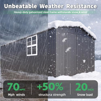 10'x20' Large Metal Outdoor Storage Shed with Windows
