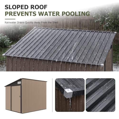 8x6 FT Lean to Outdoor Storage Shed with Sloping Roof