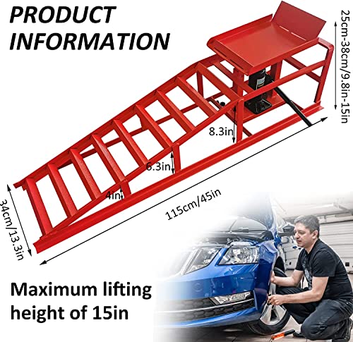 2 Pack Hydraulic Car Ramps 10000lbs 5T 11000lbs Low Profile Car Lift Service Ramps Truck Trailer Garage