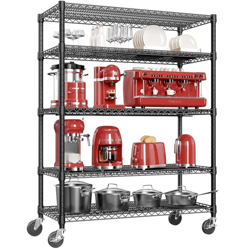 Garage Shelving Wide Storage Shelves 5 Tier Metal Shelves 4000 LBS Heavy Duty Adjustable Utility Shelf Rack Black 23.6" D x 53.1" W x 73.6" H (5 Count)
