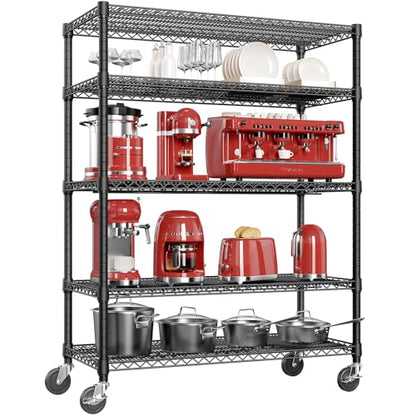 Garage Shelving Wide Storage Shelves 5 Tier Metal Shelves 4000 LBS Heavy Duty Adjustable Utility Shelf Rack Black 23.6" D x 53.1" W x 73.6" H (5 Count)
