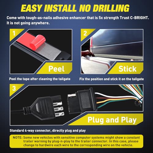 Truck Tailgate Light 48" Aluminum Frame Triple Row 780 LED Strip