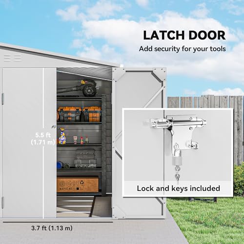 4.6' x 9' Steel Outdoor Storage Shed Waterproof Lean