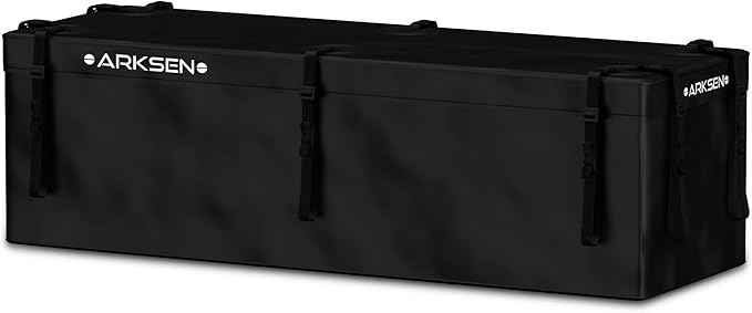 ARKSEN 14 Cubic Hitch Cargo Carrier Bag 500D PVC Waterproof Car Tray Luggage Bag (62.2"x 21.26"x 18.11") with Zipper, 6 Buckles, 10 Straps, Anti-Slip Mat, 6 Door Hooks All Vehicles with/Without Rack