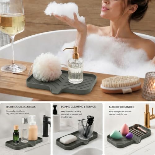 Silicone Soap Dish with Drain Spout