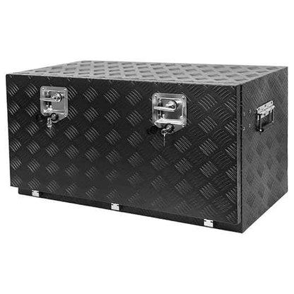 36 Inch Heavy Duty Aluminum Tool Box - Waterproof Square Truck Storage Organizer Chest for Pickup Truck Bed, RV Trailer - T-Handle Lock and Keys Included