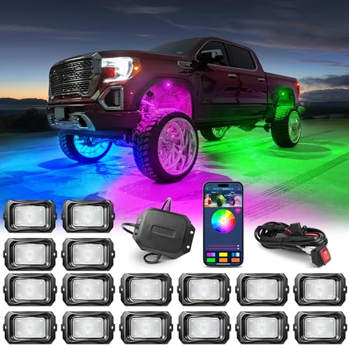C2 MAX 16 Pods RGB+IC Chasing Rock Lights with Wiring Switch Kit