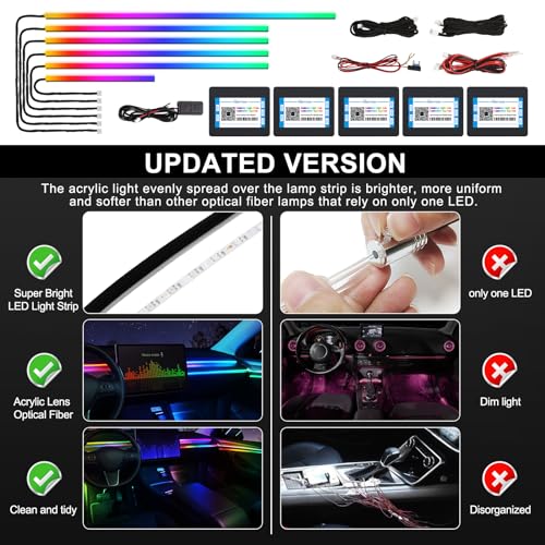 Dreamcolor Acrylic Interior Car LED Strip Light with Wireless APP