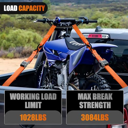 Motorcycle Tie Down Straps 1.5”×8’ for Securing Dirtbikes ATV UTV (2 Count)