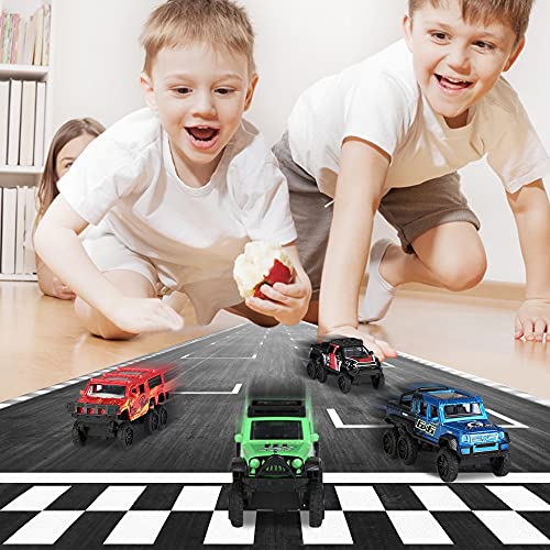 Pick up Trucks Open Door Die Cast Metal Toy Cars Pull Back 4 Pack