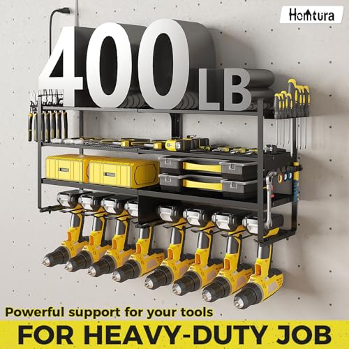 Power Tool Organizer Wall Mount with 4 Racks and 8 Cordless Drills