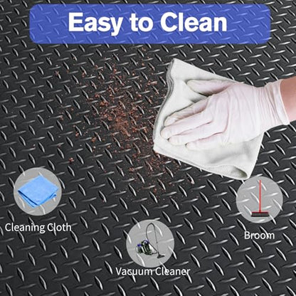 4x6FT Flooring Roll Diamond Plate Rubber Garage Floor Mat