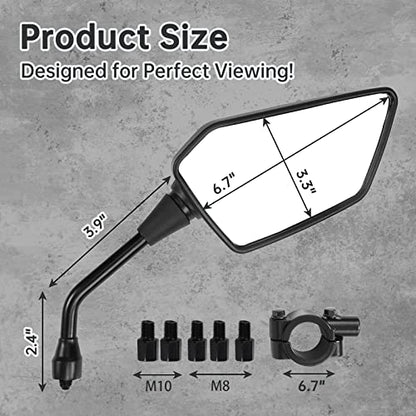 ATV Mirror Side Rearview Mirrors for Bike Motorcycle Scooter (2 Count)