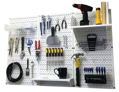 Pegboard Organizer 4 ft. Metal Pegboard Standard Tool Storage Kit with White Toolboard and White Accessories