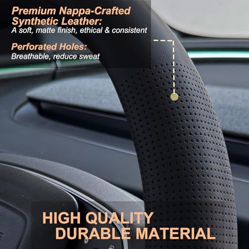 Nappa Leather Steering Wheel Cover for Tesla Model Y