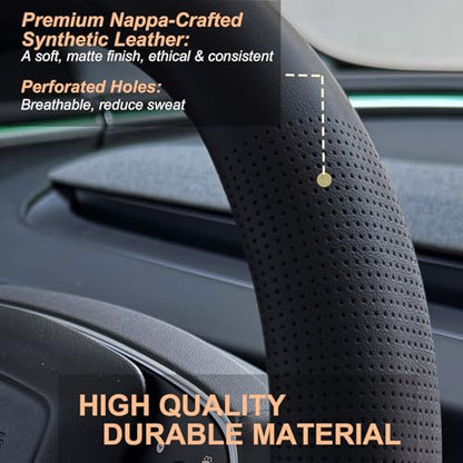 Nappa Leather Steering Wheel Cover for Tesla Model Y