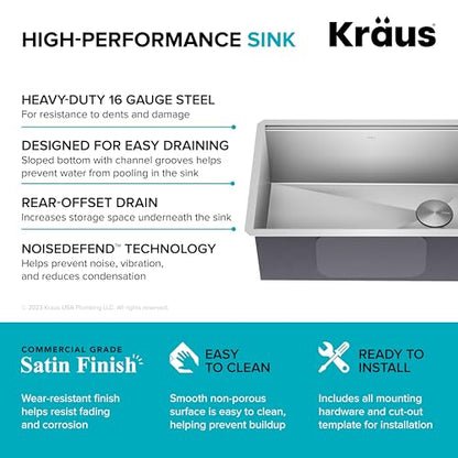 Stainless Steel 28 in Undermount Kitchen Sink KWU110