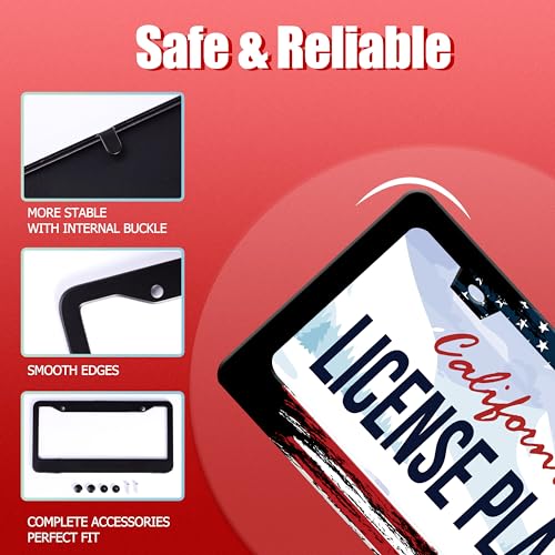 American Flag Patriotic License Plate Frame Stainless Steel with Screws