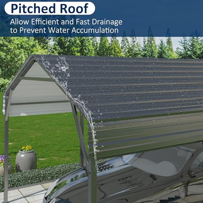10x15 FT Metal Carport Canopy with Reinforced Base