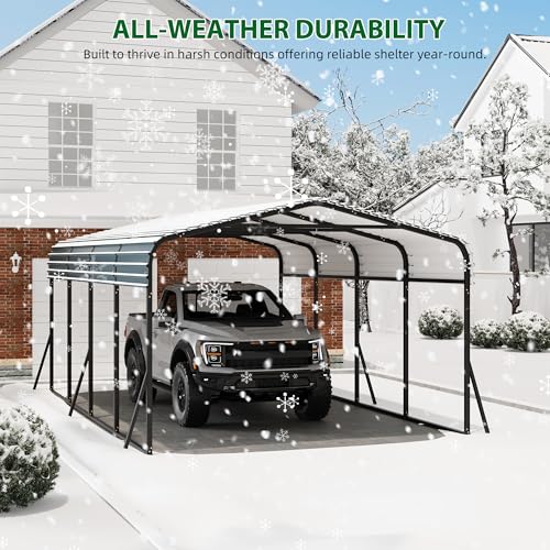 12' x 20' x 8.5' Heavy Duty Metal Carport with Galvanized Steel Roof