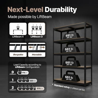 House Black 48.1" W 5 Tier Storage Shelves Garage Shelving Unit