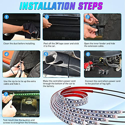 6PCS RGB LED Underglow Lights Strip with APP & Remote Control