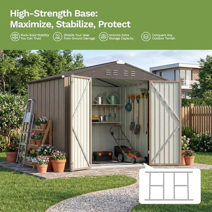 8x6 FT Outdoor Storage Shed with Floor Frame