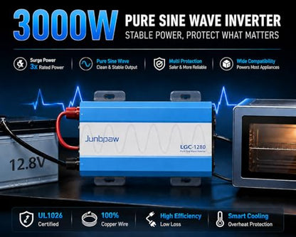1280W Pure Sine Wave Power Inverter 12V to 120V