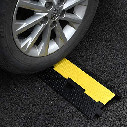 3 Pack Rubber Cable Ramp Hose Cable Protector Ramp 2 Channel 22000Lbs Load Capacity Traffic Speed Bump Wires Power Lines Extension Cord Cover for Indoor Outdoor (3 Count)