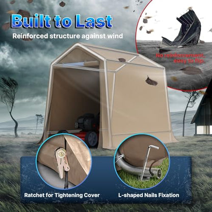 6x8 ft Outdoor Portable Storage Shelter Shed with 2 Roll up Zipper Doors & Vents Carport for Motorcycle Waterproof and UV Resistant Portable Garage Kit Tent