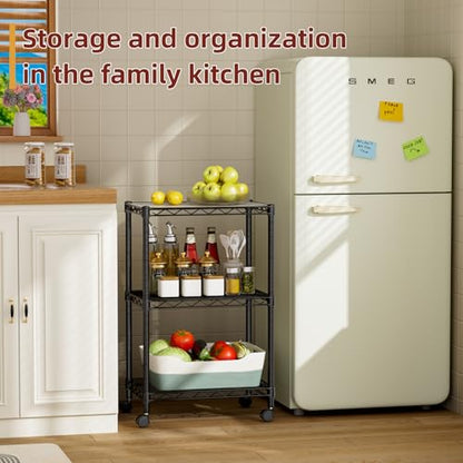 Small Wire 3 Adjustable Shelves Pantry Metal Shelf Floor Organizer