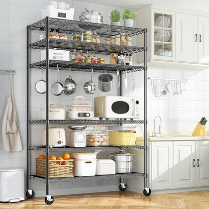 Heavy Duty 6 Tier Rolling Storage Shelves with Wheels (2 Count)