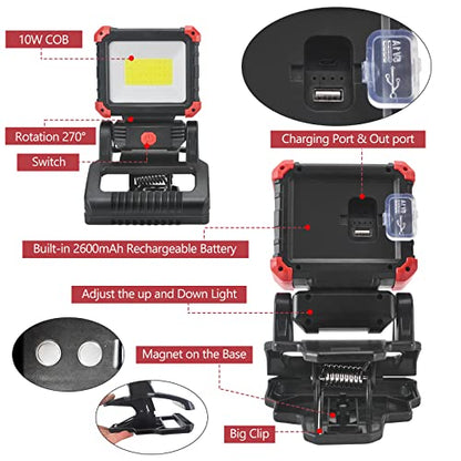 LED Rechargeable Work Light with Clamp (2 Count)