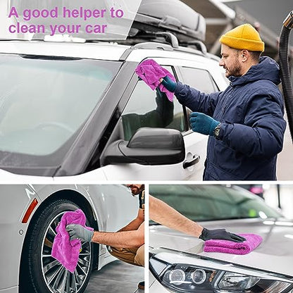 30 Pcs 16 x 16 Inch Edgeless Microfiber Plush Towels for Cars Detailing Drying Wash Polishing Absorbent Cleaning Cloths