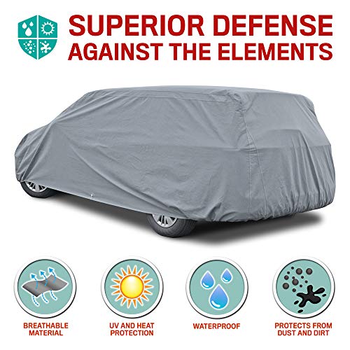 4-Layer 4-Season Auto (Waterproof Outdoor UV Protection for Heavy Duty Use Full Car Cover for Vans, Suvs, Crossovers up to 200")