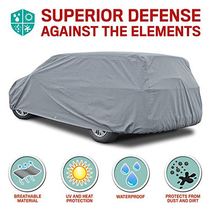 4-Layer 4-Season Auto (Waterproof Outdoor UV Protection for Heavy Duty Use Full Car Cover for Vans, Suvs, Crossovers up to 200")