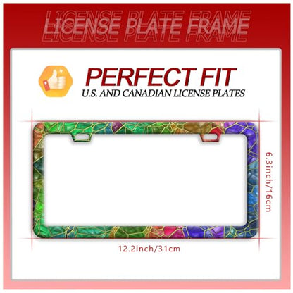Colored Gemstone Patterns Stainless Steel License Plate Frame for US Cars
