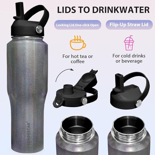 Water Bottle Wide Mouth Stainless Steel Vacuum Insulated Double Wall Keep Liquids Cold or Hot All Day