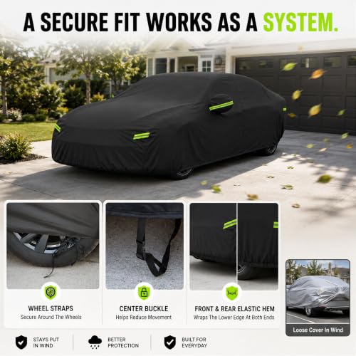 Sedan Car Cover Waterproof Outdoor Cover Fits 186