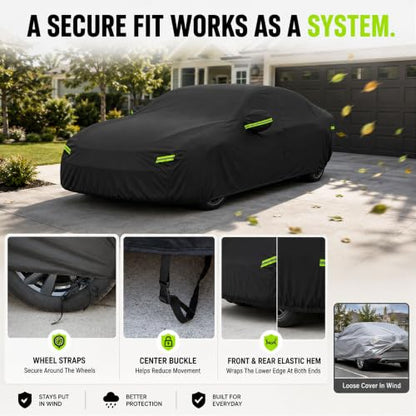 Sedan Car Cover Waterproof Outdoor Cover Fits 186