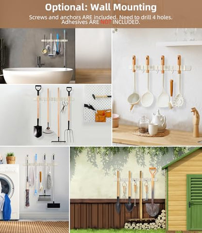 Broom Holder Over The Door with Hooks