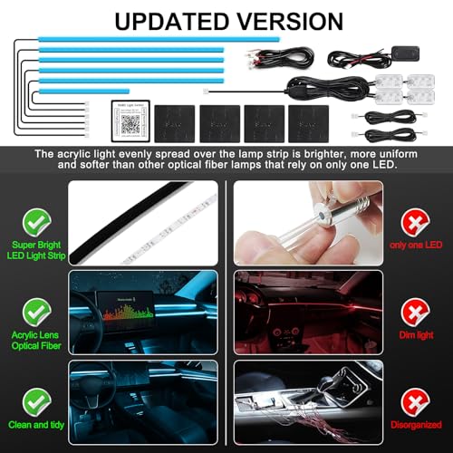 Acrylic Interior Car LED Strip Light with Wireless APP
